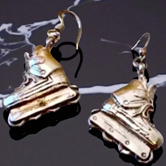 Sterling Silver 925 Earrings Roller Blades Skate Dangle Drop French Hook… - Picture 7 of 8